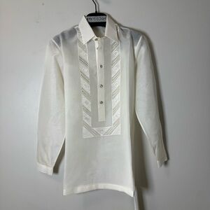 Barong Tagalog Kultura Classic Ivory Button Down Kids' Shirt size 18